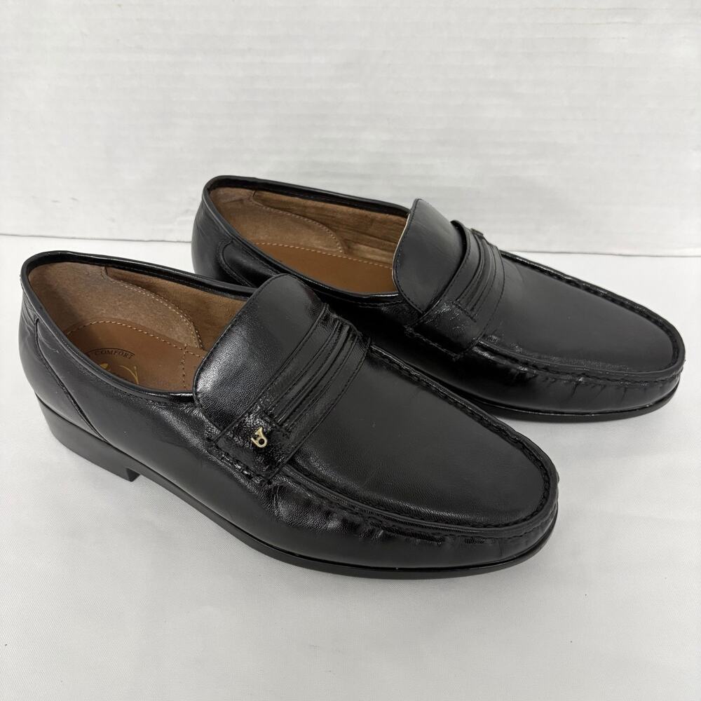 French Shriner Dayton Mens 11W Black Leather Penny Loafers Dress Shoes 20030